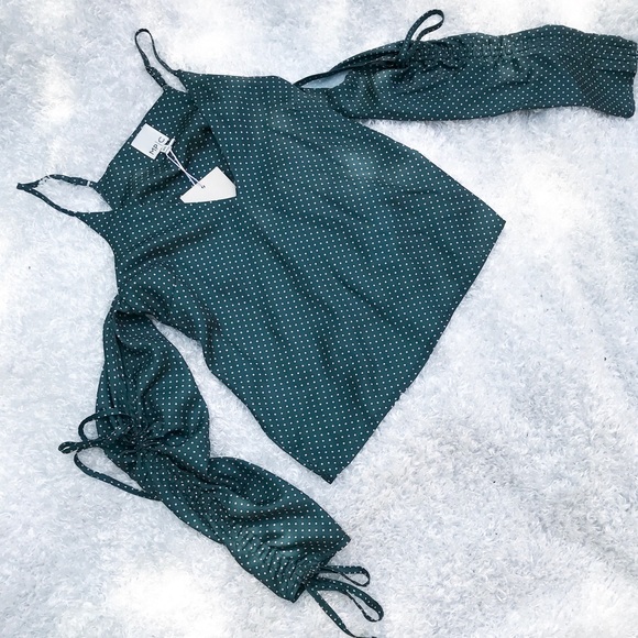 Mink Pink emerald green silky dot top - Picture 3 of 5